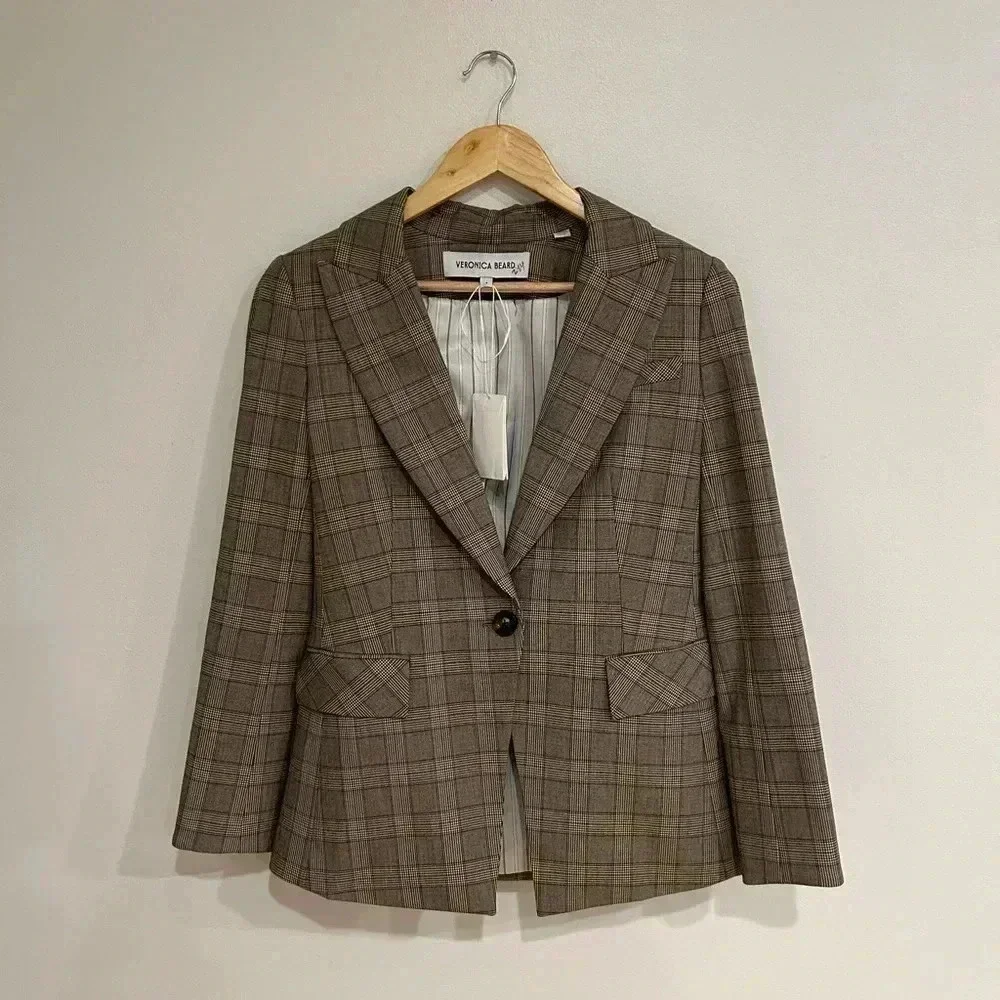 Veronica Beard Dickey Long Tailored plaid Jacket/ blazer US 4 - Picture 7 of 14